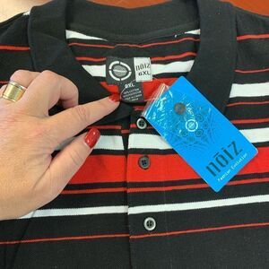 Noiz Black Red & White Striped Polo Shirt sz 6XB NWT